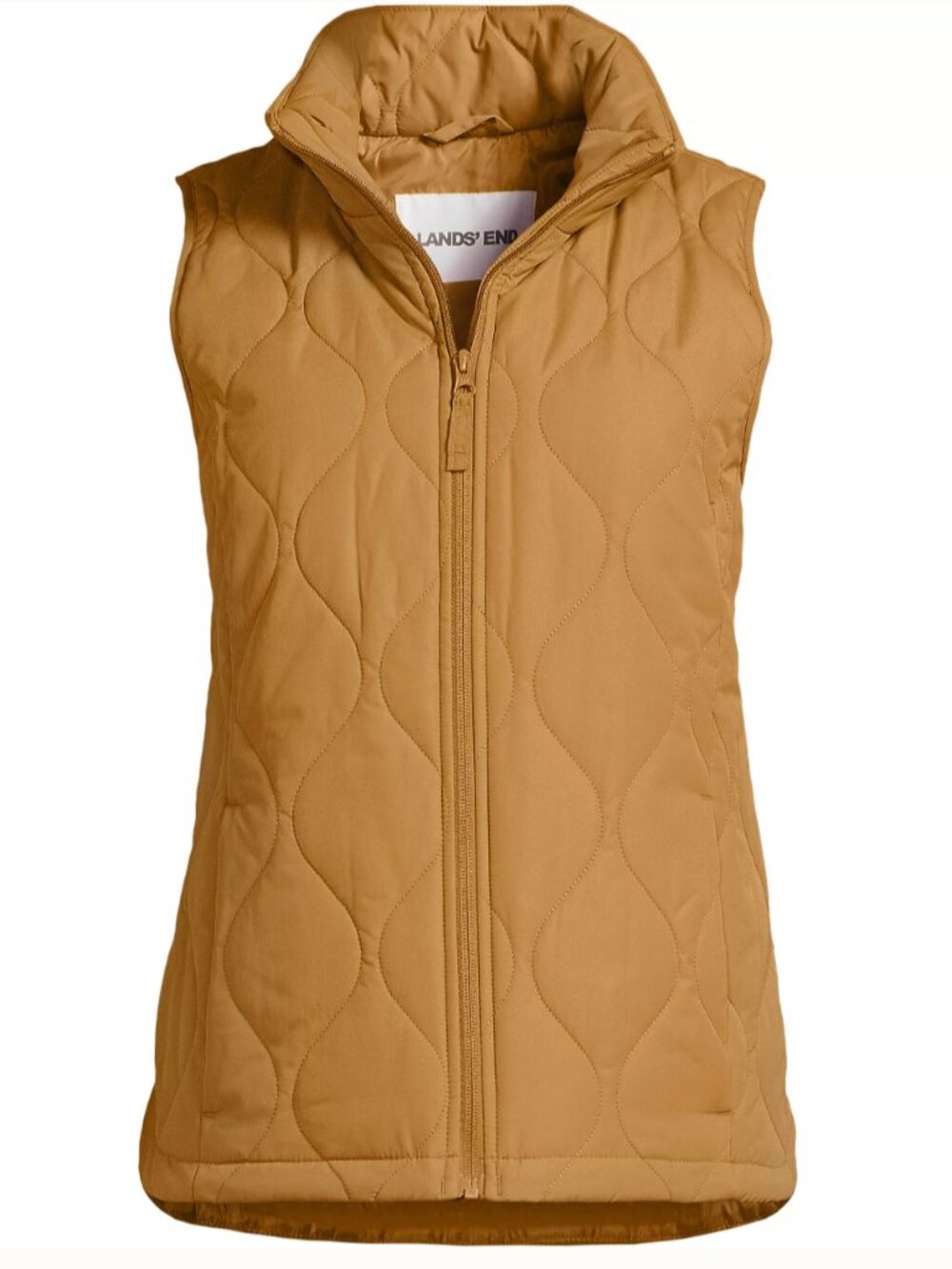 Lands' End Puffer Vest size Large Tall LT Featherfree Quilted Onion Stitch Gold